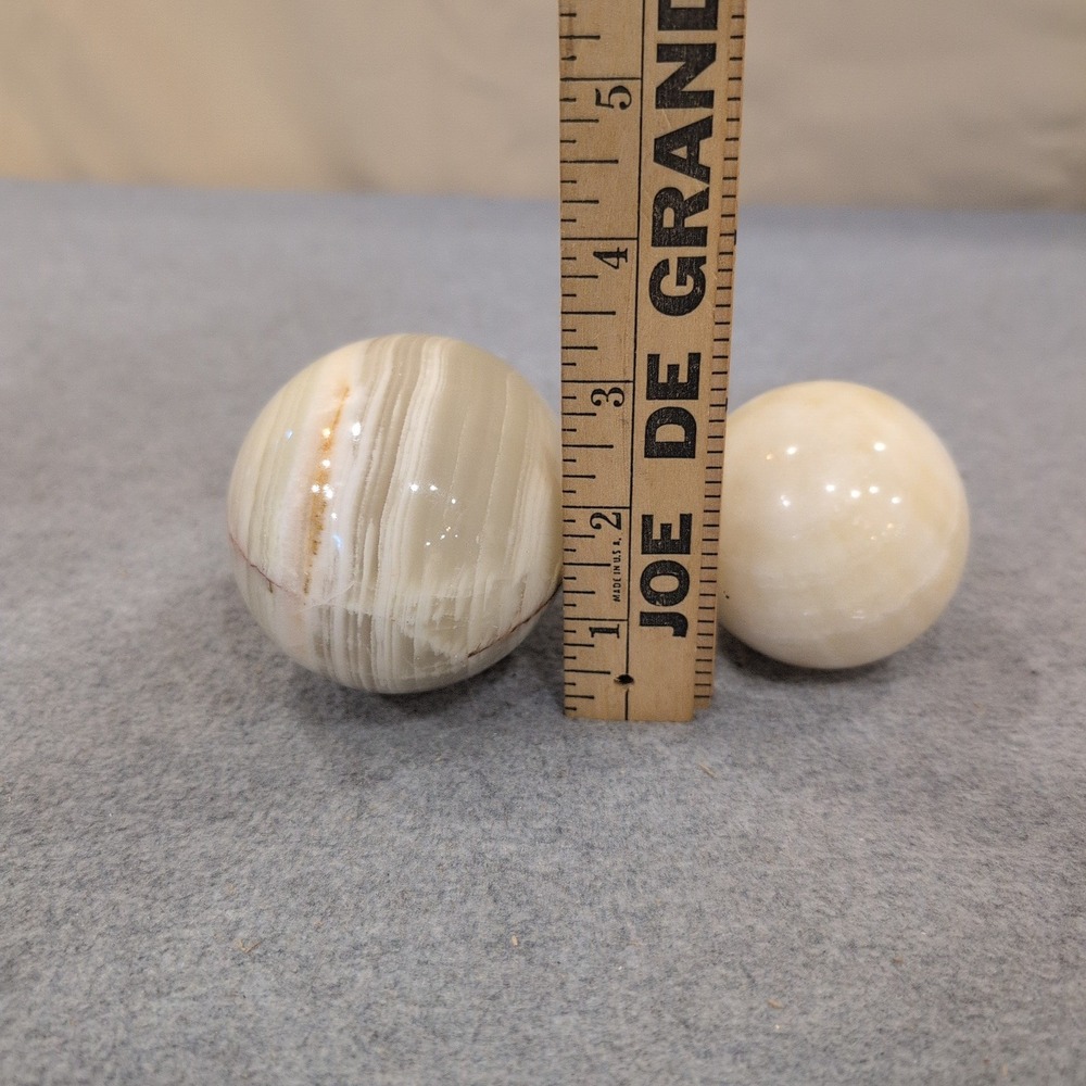 Polished Banded Onyx Stone Egg and Marble Sphere Decorative Set Cream Tan - Picture 6 of 6